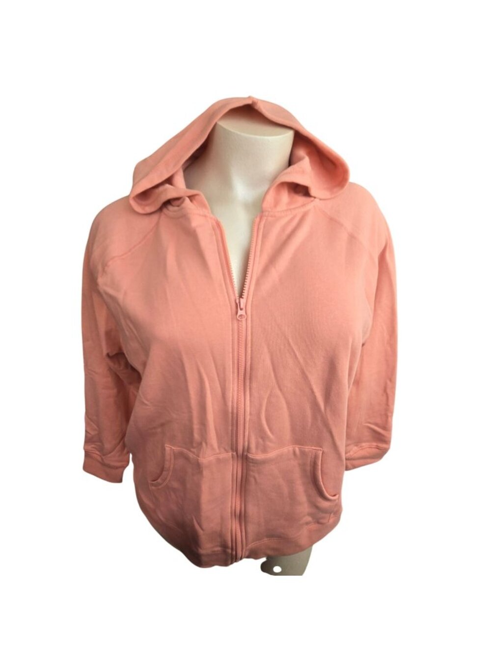 Womens Plus Size Peach Hoodie 2X Full Zip Front With Pockets NWT jj4427